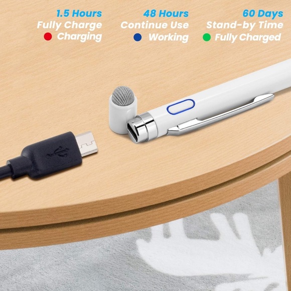 Stylus Pen for Amazon Fire HD 10 Table with 1.5mm Ultra Fine Tip Pencil, White - Picture 5 of 12